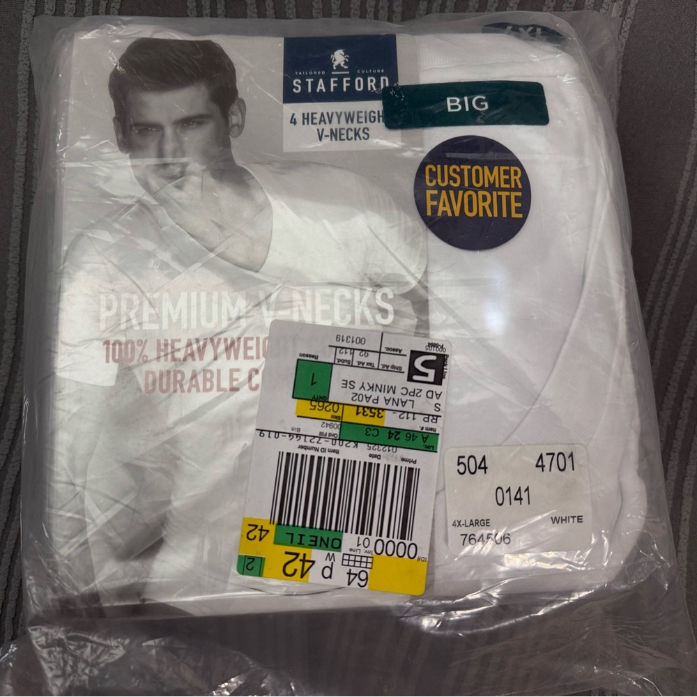 Stafford Premium White V-Neck T-Shirts